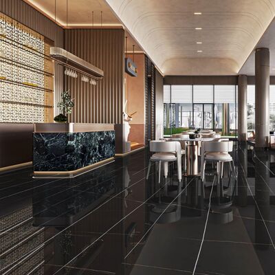 Płytka porcelanowa o wyglądzie marmuru 1200x2700mm z cienkowarstwowym mocowaniem i wykończeniem polerowanym matowym do wnętrz komercyjnych